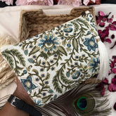 Vriksham Off White Floral Print Cotton Pouch, Purse for Women with Zipper-G19048